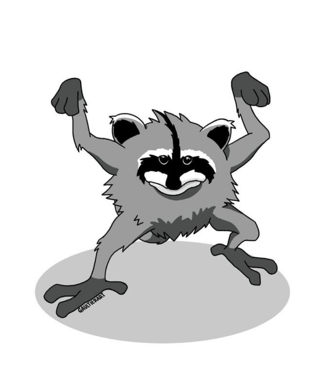Jimothy the raccoon flexing